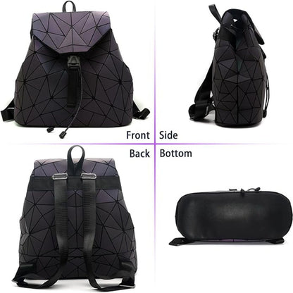 NovaGlow™ Geometric Backpack - Holographic Shine Meets Max Storage!