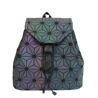 NovaGlow™ Geometric Backpack - Holographic Shine Meets Max Storage!